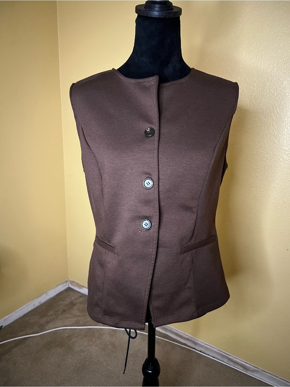 Tailored Brown Sleeveless Button Vest